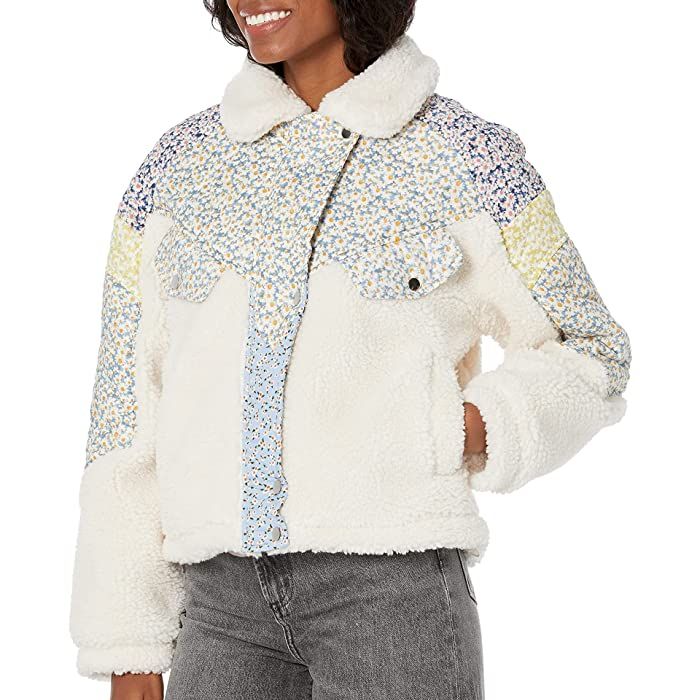 Sherpa and Floral Quilted Jacket in Flower Patch