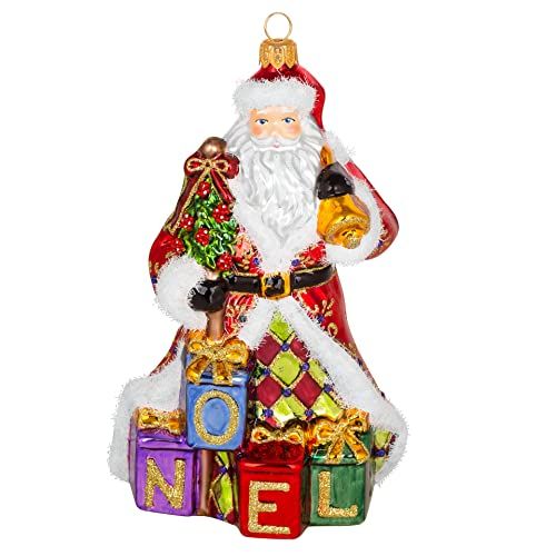 Festive Santa Blown Glass Christmas Tree Ornament
