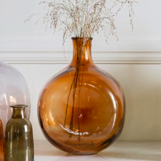 Jess Glass Bottle Vase in Brown