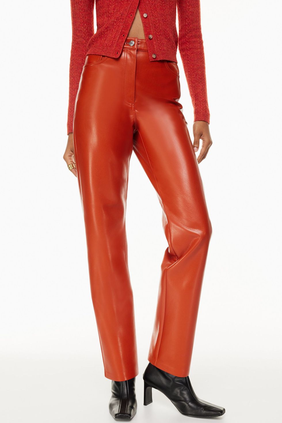 The Wilfred Melina Pant is a high-rise vegan leather pants. And