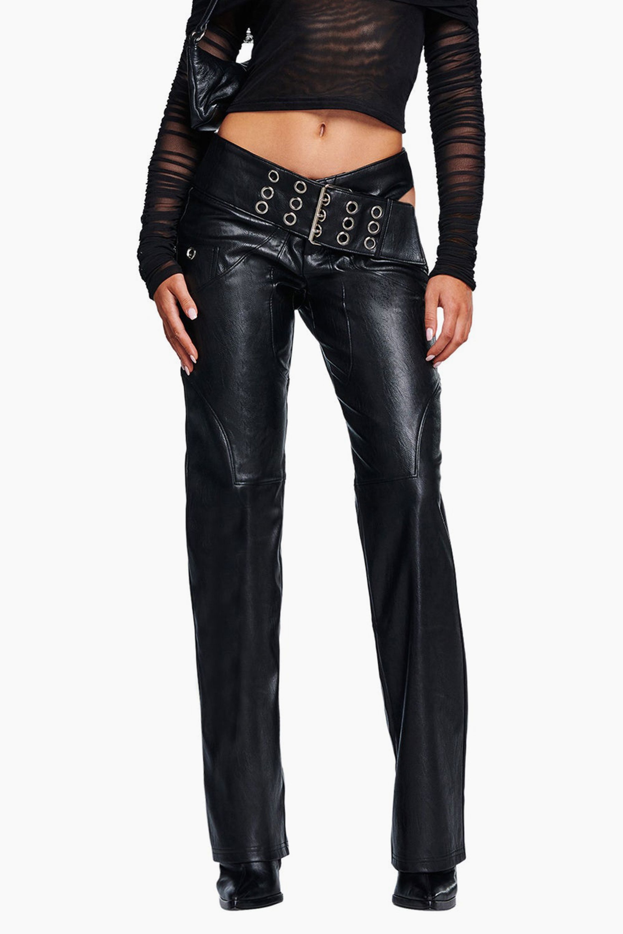 Kaylee Faux Leather Pants Ash Brown Soaked In Luxury  Product  Sienna  Goodies