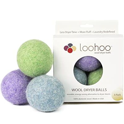 LooHoo Wool Dryer Balls, Deluxe Starter 3-Pack 