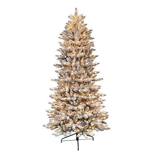 6.5 Foot Pre-Lit Slim Flocked Fraser Fir Artificial Christmas Tree