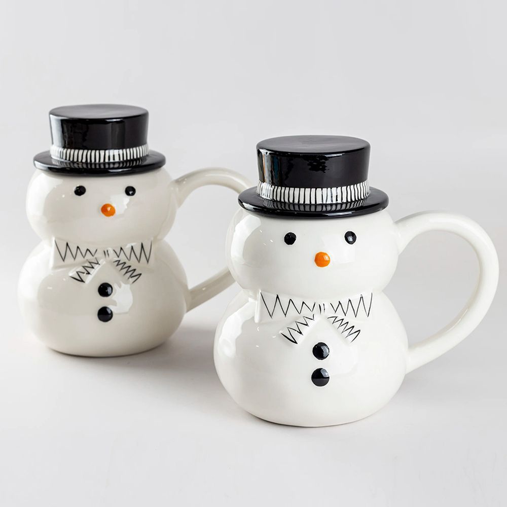 Pont Snowman Coffee Mug With Lid (Set of 2)