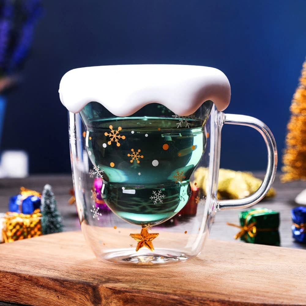 Glass Christmas Coffee Mug
