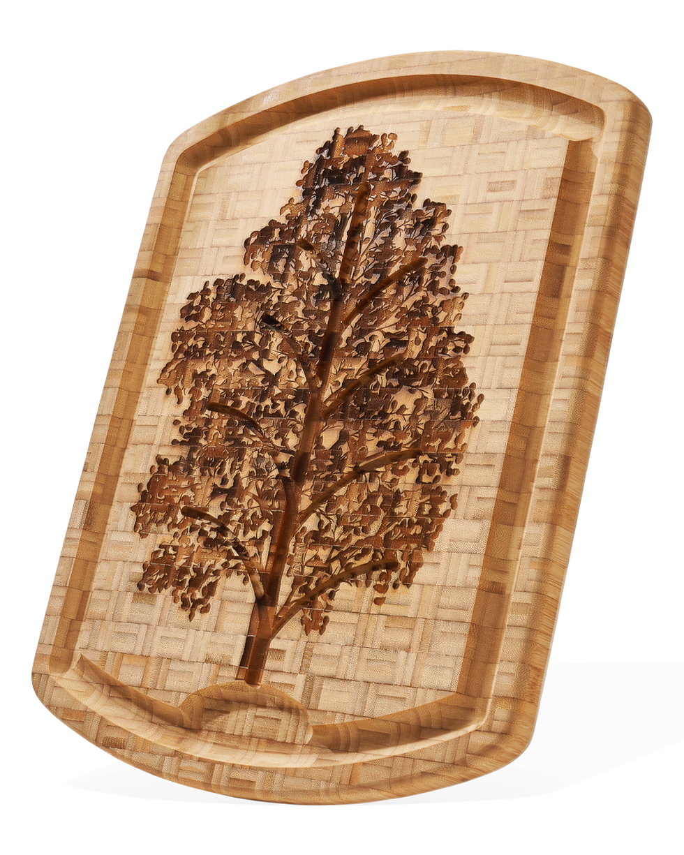 Family Tree Bamboo Carving Board with Etched Juice Groove