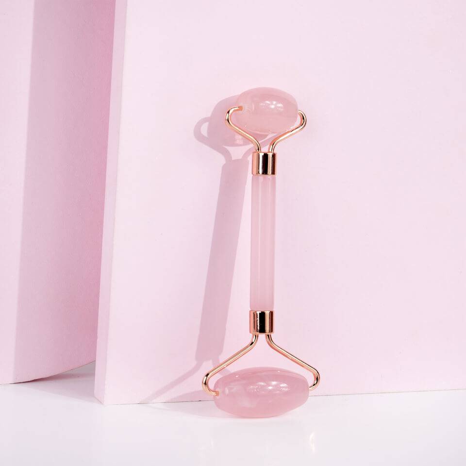 Roller facial de resina de cuarzo rosa y Gua Sha