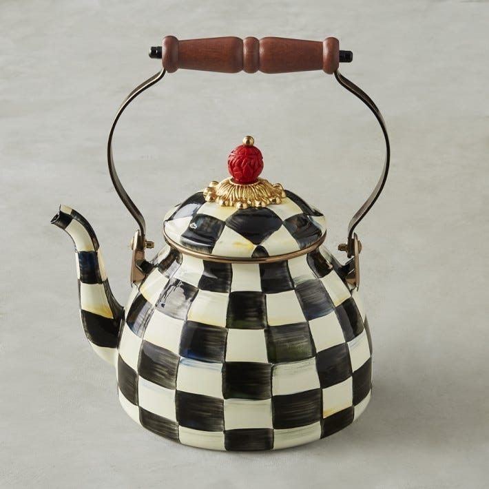 Courtly Check Enamel Teakettle