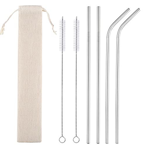CAMDEA Set of 4 Reusable Metal Straws