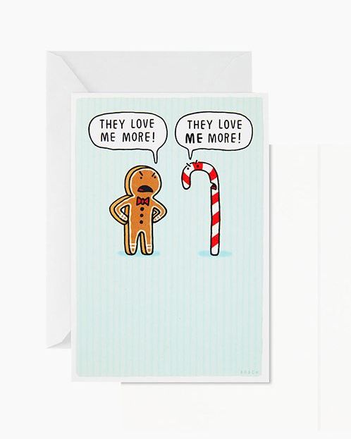 Gingerbread Man vs. Candy Cane Boxed Christmas Cards