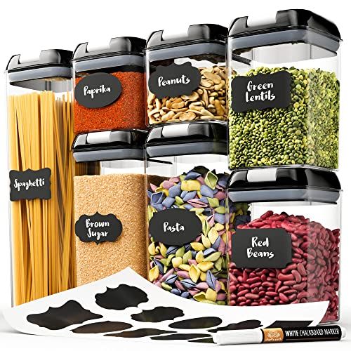 6pcs Square Glass Jars Food Storage Containers with Bamboo Lids Kitchen  Pantry Storage Container for Spaghetti Pasta Sugar Flour Cereal Beans
