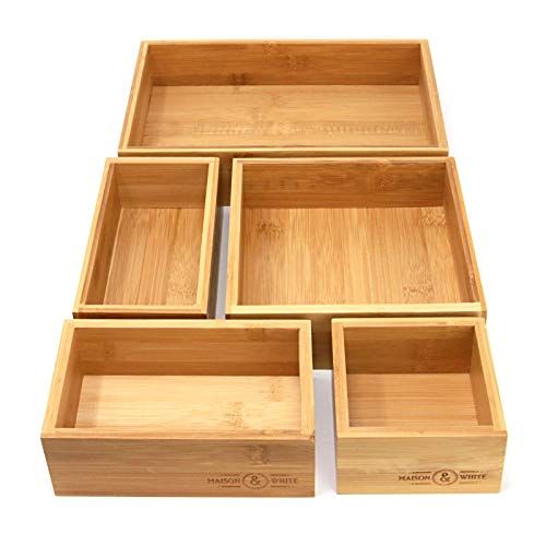 Bamboo Drawer Organiser - Set of 5