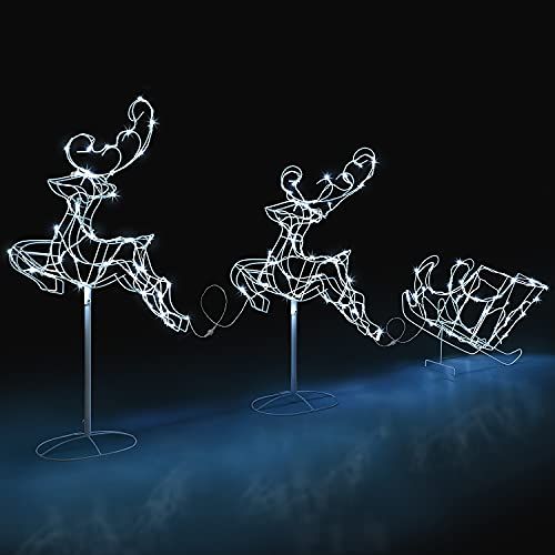 Light Up Flying Reindeer Sleigh  