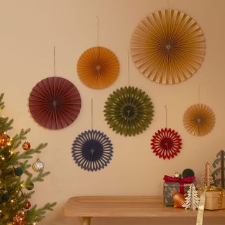 Set of 7 festive paper fans