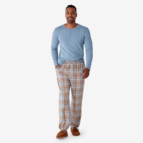 Black Grey Tartan Mens Cotton Flannel/brush Cotton Pjs Pyjama Set