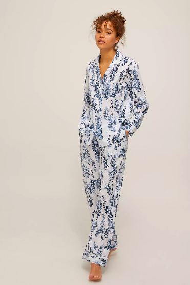 John Lewis Wisteria Cotton Pyjama Set, White/Multi