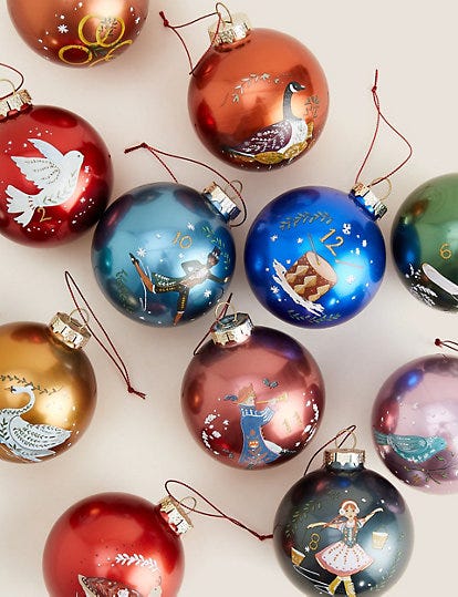 12 Days of Christmas Glass Baubles