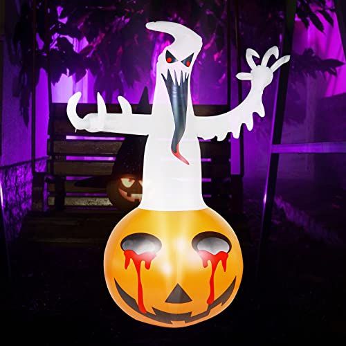AosDero Inflatable Ghost on Pumpkin Halloween Decoration