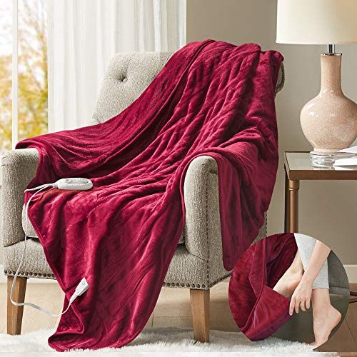 Large Heated Blanket with Foot Pockets
