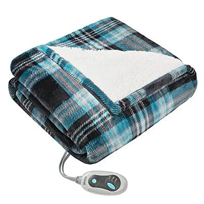 Reversible Sherpa to Fleece Electric Wrap Poncho Blanket