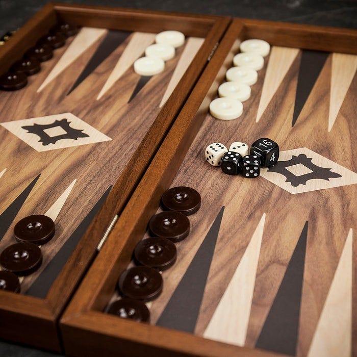 Manopoulos Walnut Wood Backgammon Set  