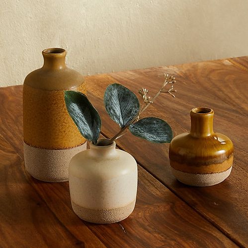Set of 3 Reactive Glazed Bud Vases