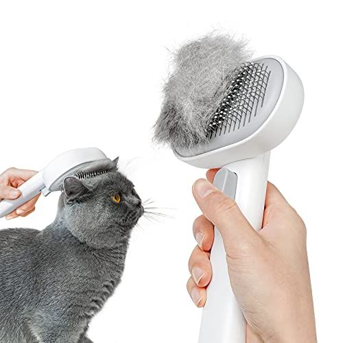  Cepillo de vapor para gatos, limpiador de cepillo de vapor 3 en  1, cepillo de masaje de silicona, cepillo de limpieza de pelo de mascotas para  gatos y perros (amarillo ango/verde) 