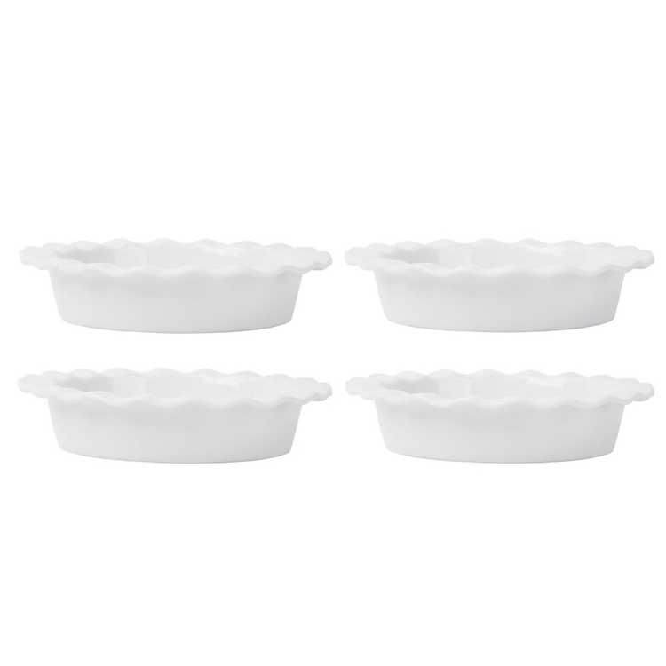 White Porcelain Ruffle Mini Pie Plates, Set of 4