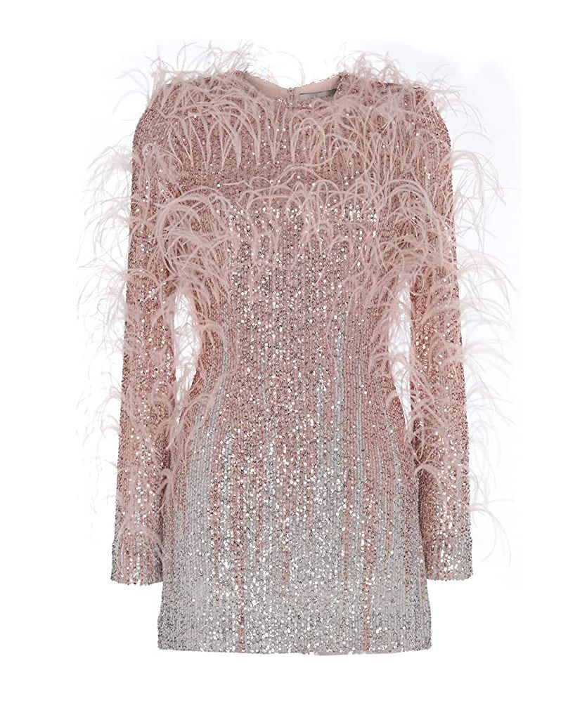 Sequin and Feather Short Dress