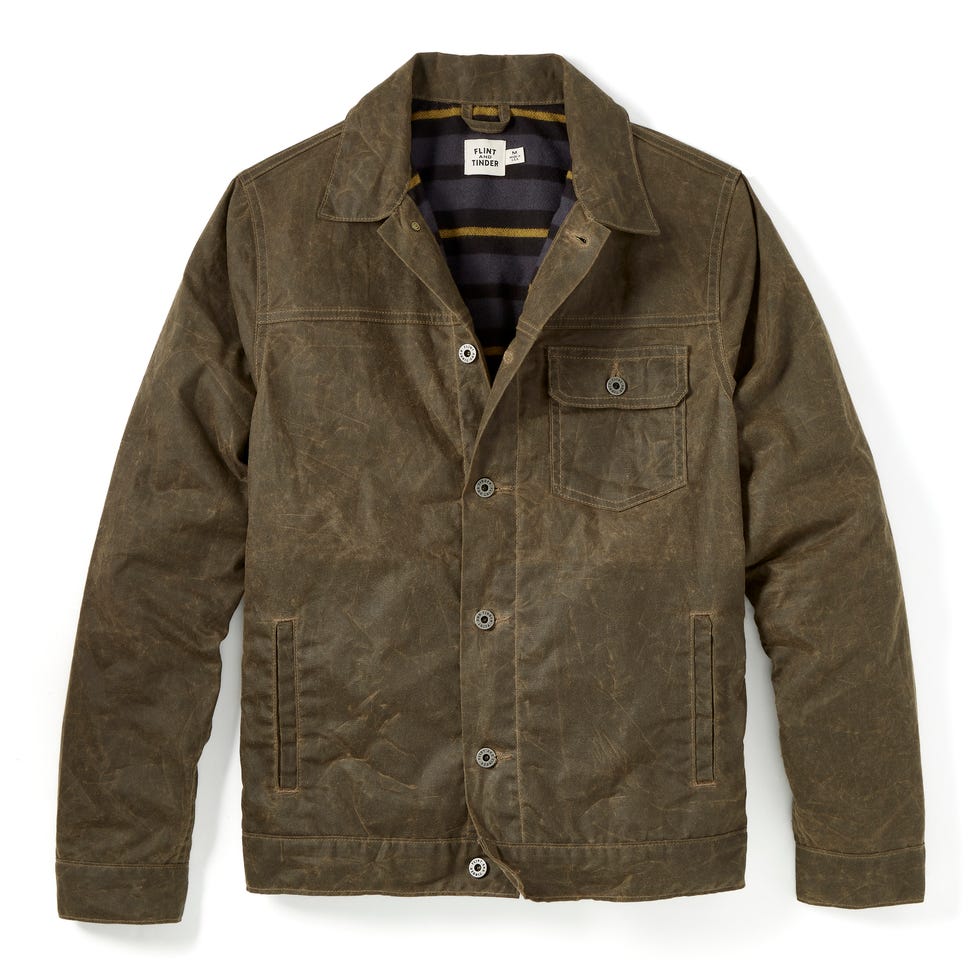 Flannel-Lined Waxed Trucker Jacket