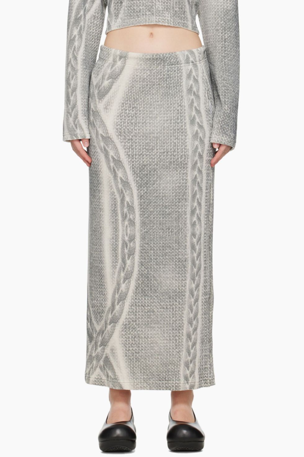 Gray Printed Maxi Skirt