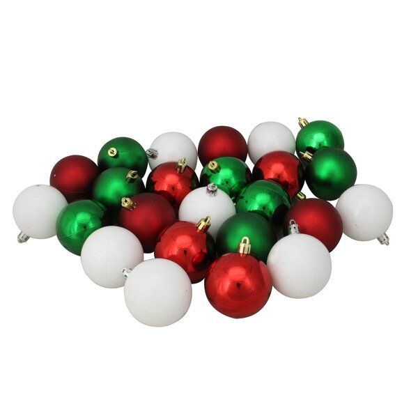 Red/White/Green 24-Piece Shatterproof Christmas Balls 