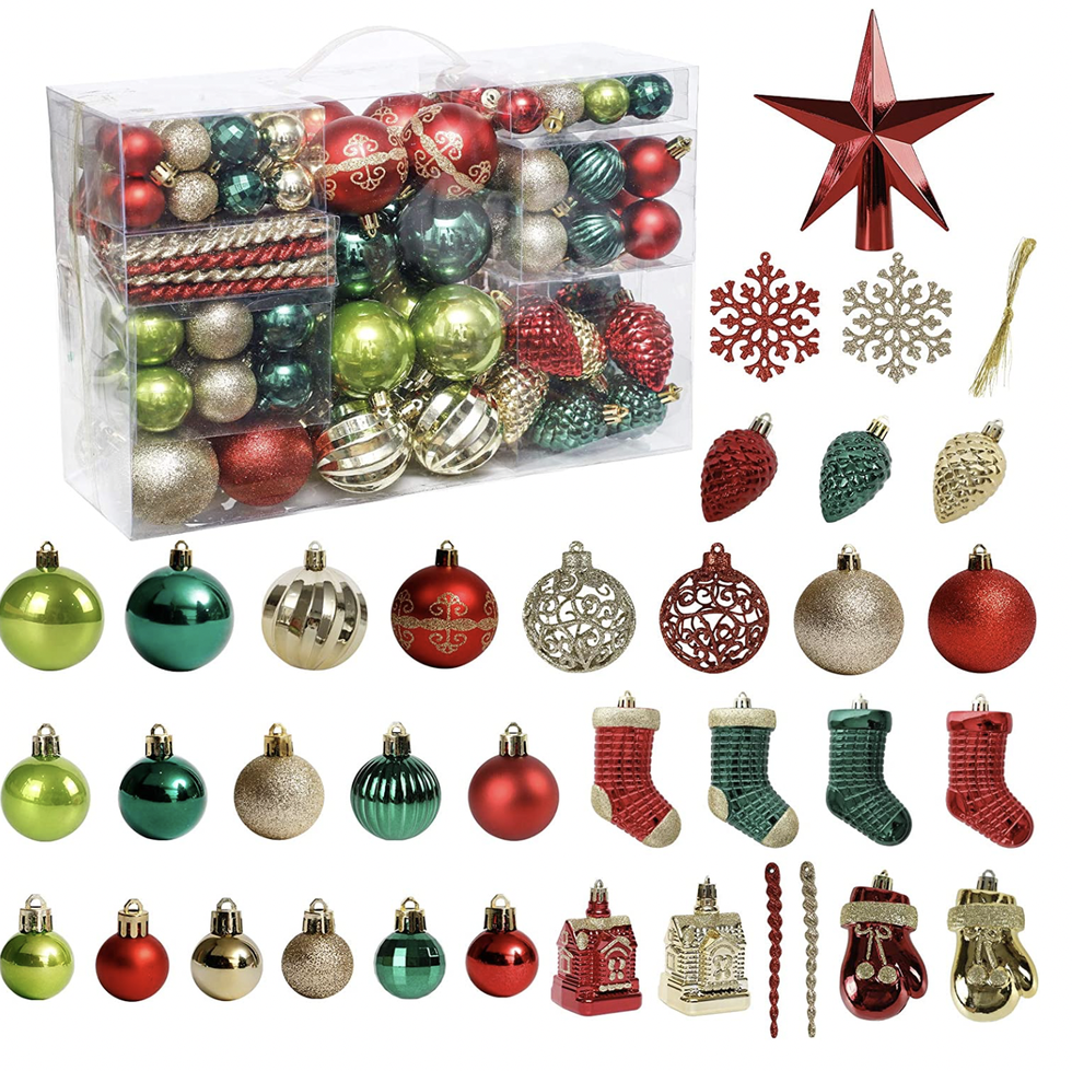 Christmas Tree Ornament Set, 132 Pieces