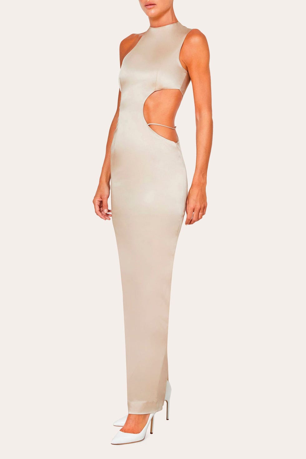 Cutout Silk Halter Gown