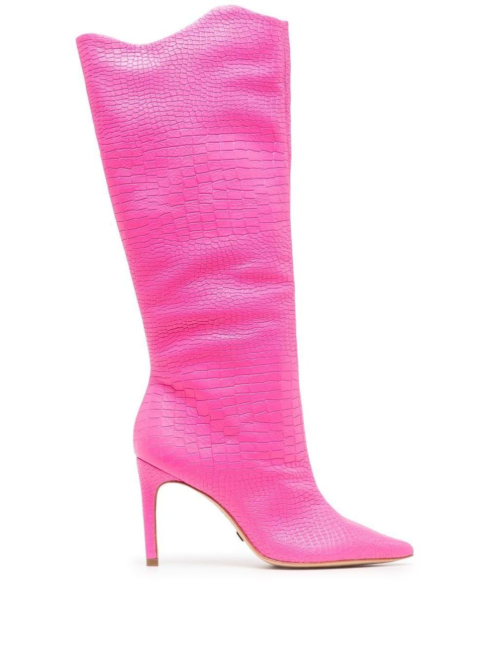 長靴推薦：Vicenza粉色鱷魚紋及膝長靴