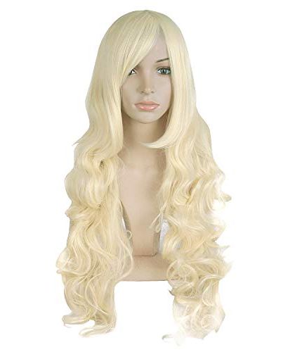 32" 80cm Long Curly Blonde Wig
