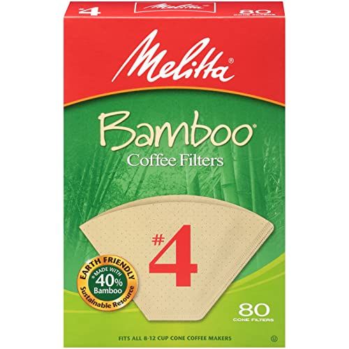 Melitta Bamboo #4 Cone Coffee Filters, 80 Count (Pack of 6), White