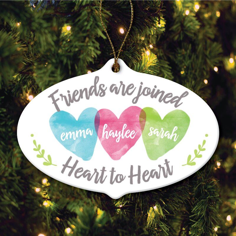 Three Friends Personalized Holiday Shaped Ornament