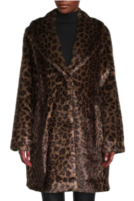 Donna Karan Leopard-Print Faux-Fur Coat