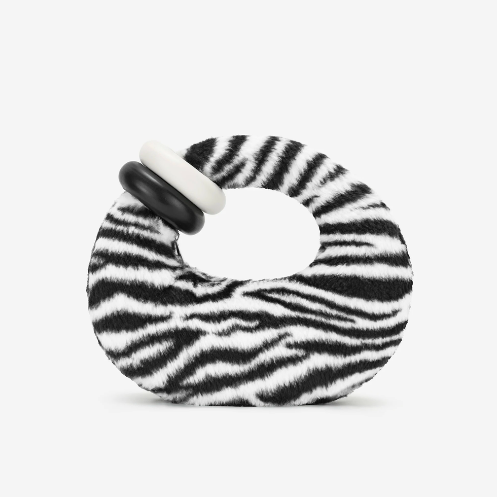 Abacus Zebra Print Faux Fur Top Handle Bag
