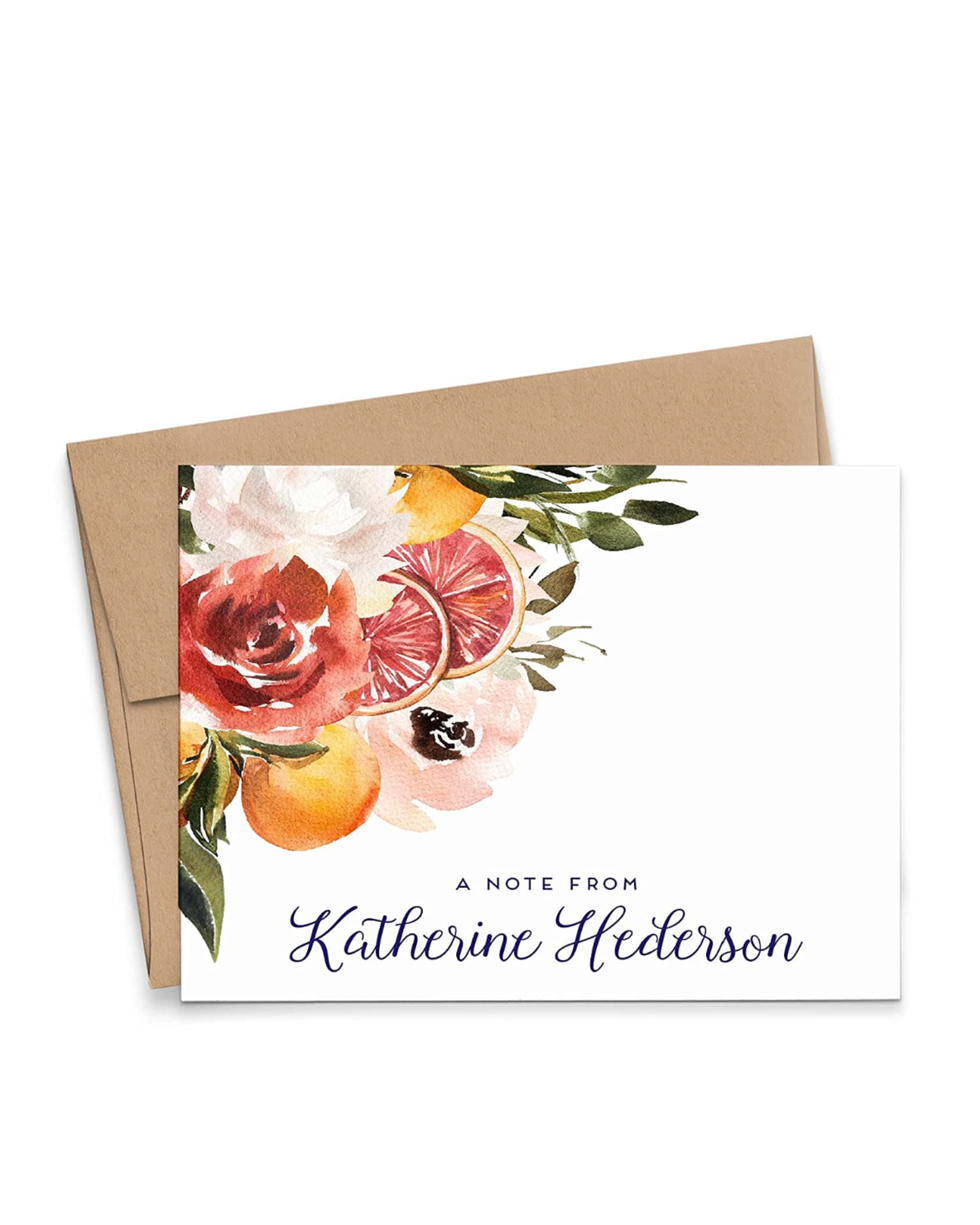 Rustic Personalized Floral Stationary with Envelopes