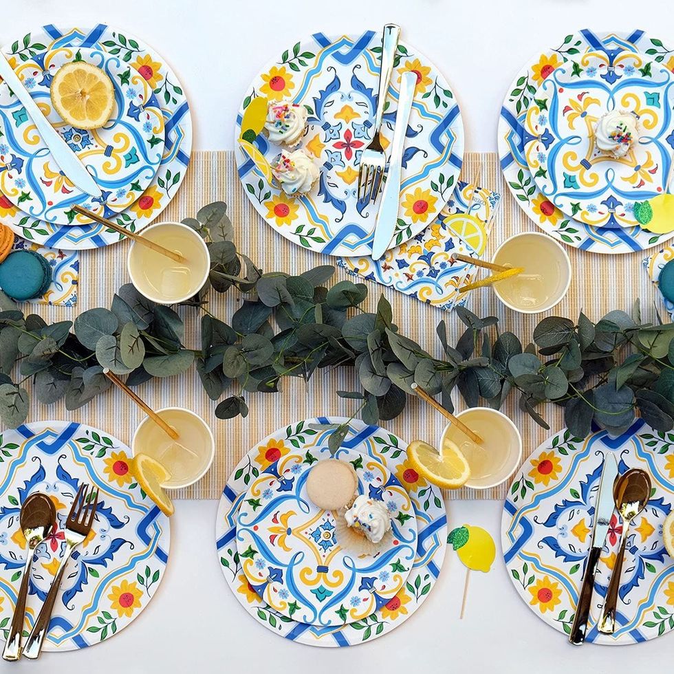Floral Paper Dinner Plates, Set of 10