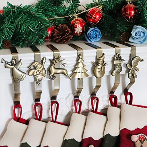 Bronze Christmas Stocking Holders for Mantel