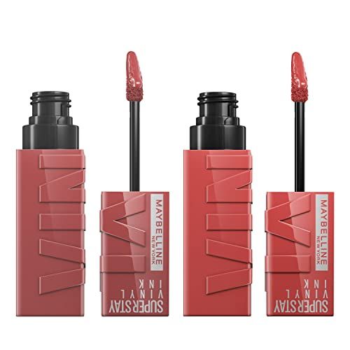 Maybelline Super Stay Vinyl Ink Liquid Lipstick Makeup, Peachy and Cheeky Bundle