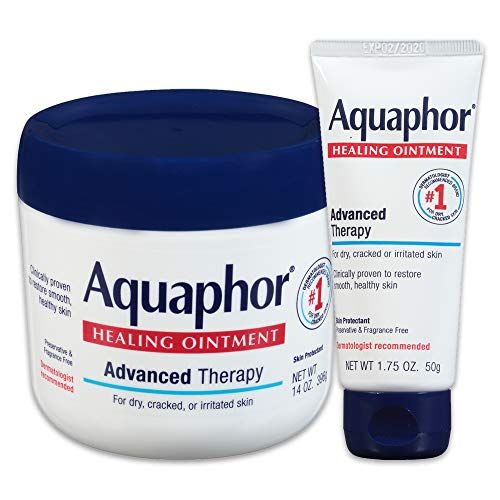 Aquaphor Healing Ointment - Paket Varietas, Pelindung Kulit Melembabkan Untuk Tangan, Tumit, dan Siku Kering Pecah-pecah - 14 oz.  toples + 1,75 ons.  tabung