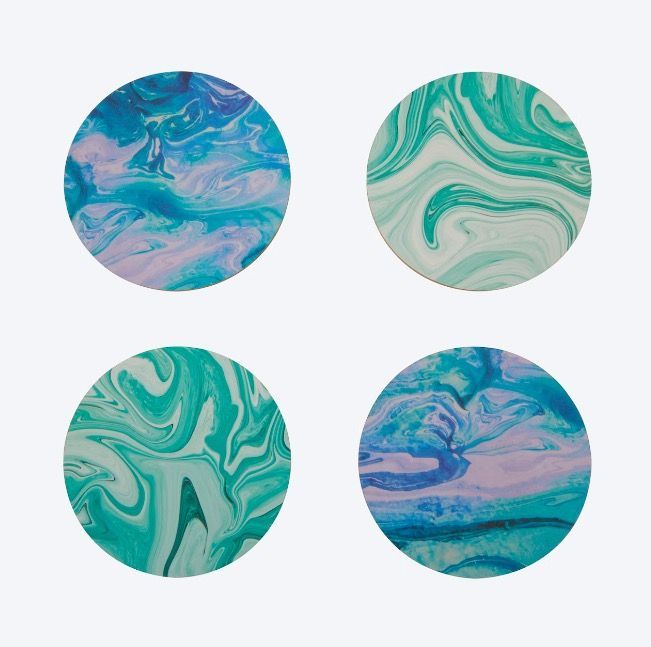 Mimo Coasters - Marble Wave Printed - Set Of 4