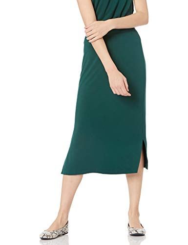 Pull-On Knit Midi Skirt, Dark Green