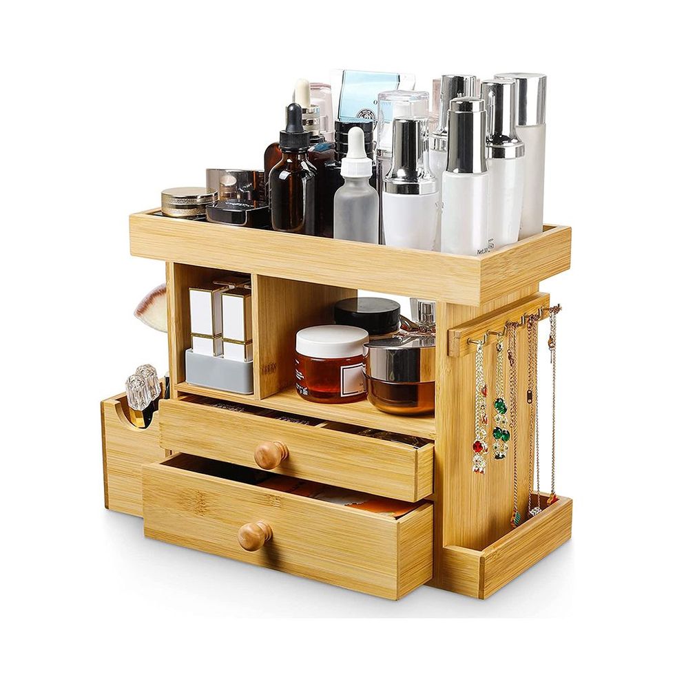 Wooden Cosmetic Storage Rack,storage Tray, Desktop Shelf, Cosmetic Organizer,makeup  Organizers Vanity Organizer Rack for Countertop 