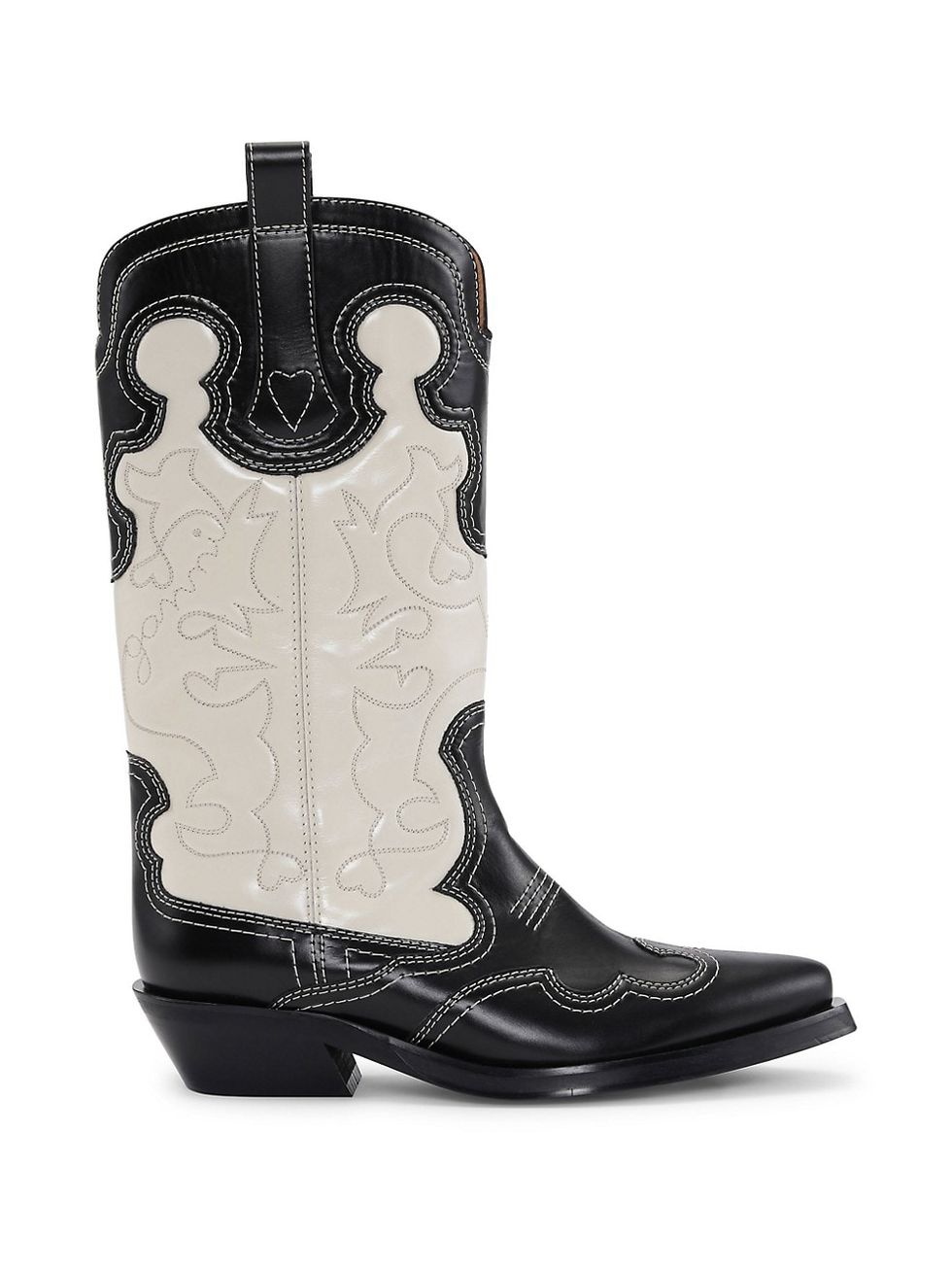 Embroidered Colorblocked Leather Western Boots