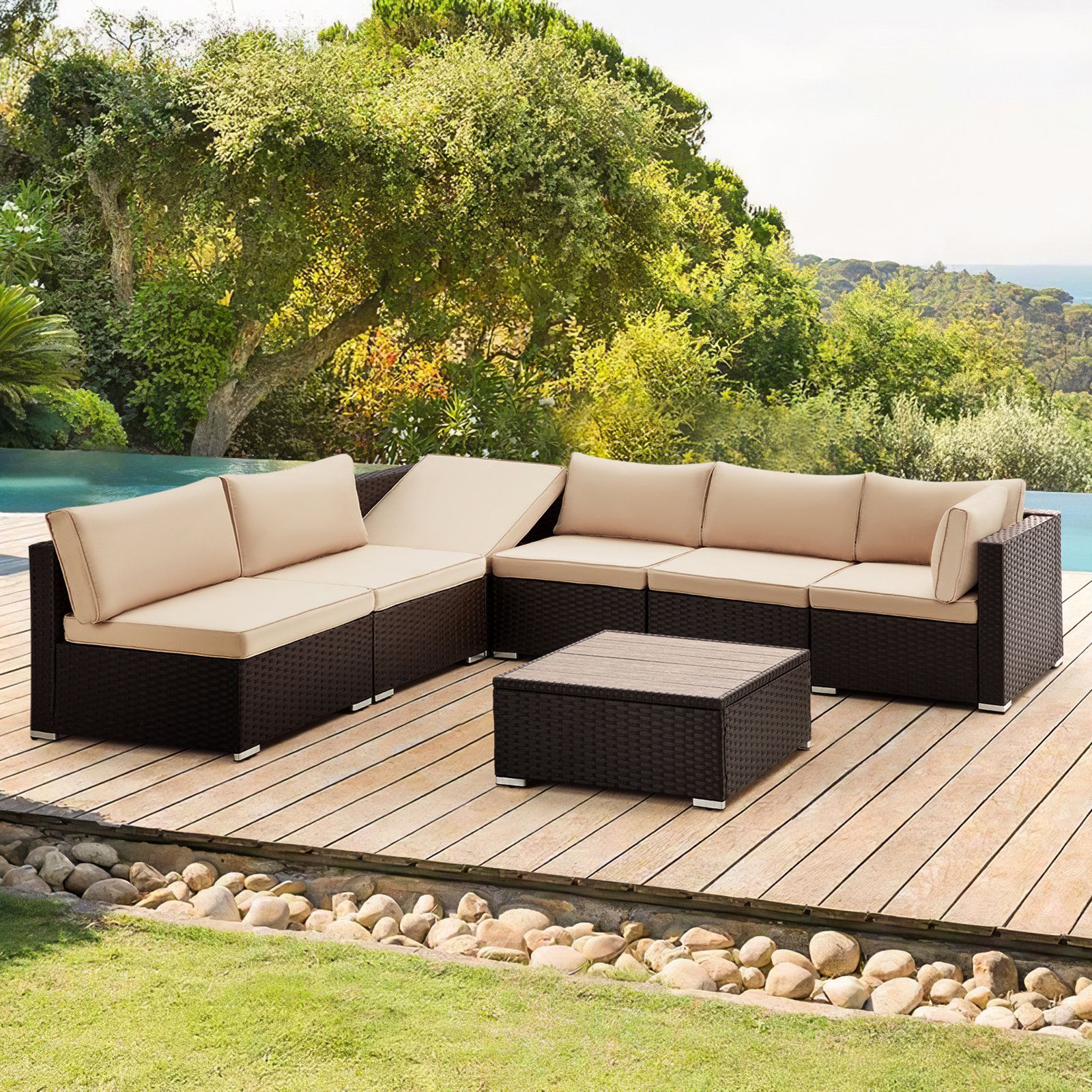 Ashleh Outdoor Wicker Patio Sectional